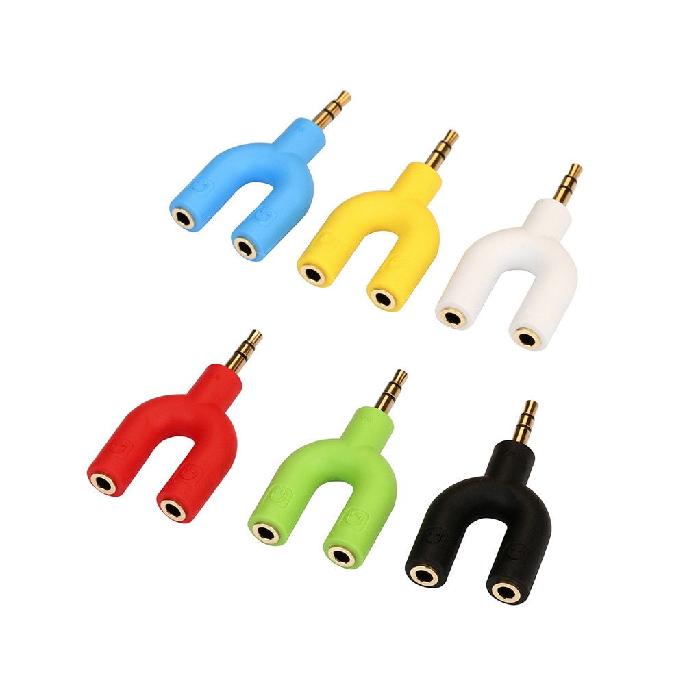 U-förmigen Kopfhörer Adapter 3,5mm Männlichen Zu Weiblichen Doppel teilen Splitter Stereo Audio- Ausgang Mikrofon Kopfhörer Splitter