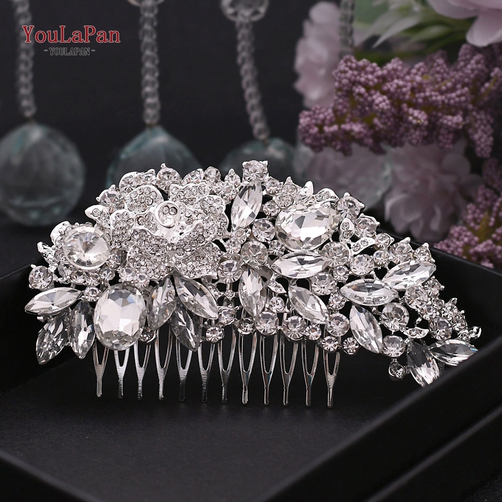 TOPQUEEN HP300 Frauen Tiara Haar Zubehör Silber Diamant Hochzeit Haar Stifte Clip Braut Diamant Kristall gleiten Kamm Für Weibliche