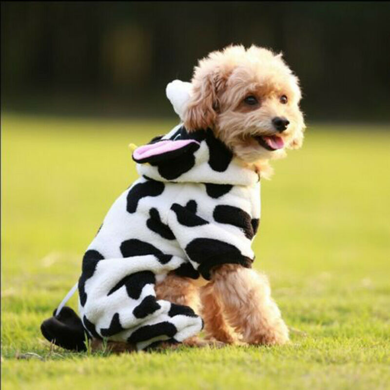 Kuh Kostüm Haustier Hund Mäntel Winter Baumwolle 4 Beine Mit Kapuze Mantel Schlafanzug Welpen Hündchen Warme Kleidung Jacke Bekleidung Küer Outfit Mantel