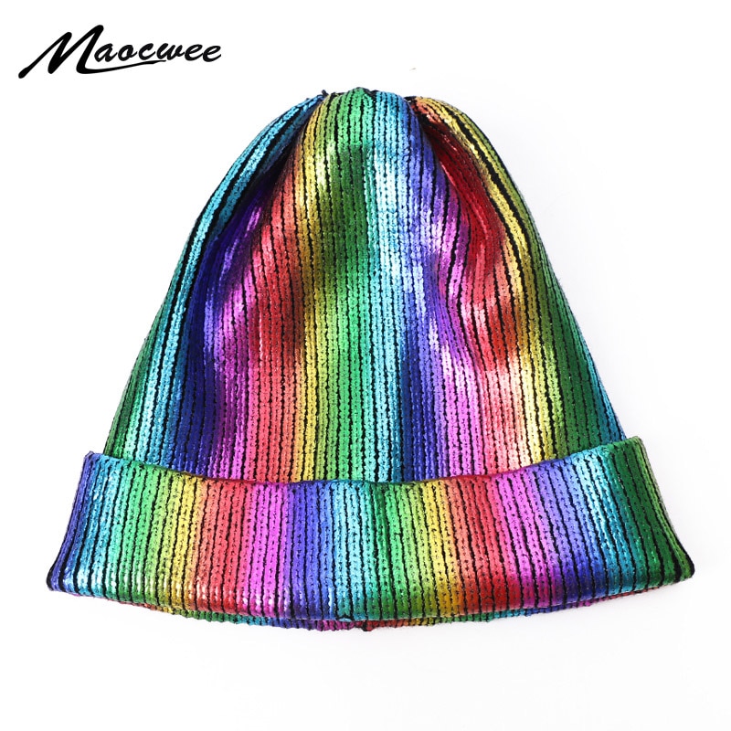 Herbst Winter eins Gold Silber Lila metallisch unisex Acryl Gestrickte Mütze Kappe Hütte Skullies Mädchen Mützen Frauen Kappen Neue