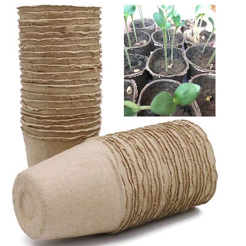 100 stücke Kindergarten Töpfe Biologisch Abbaubar Papier Zellstoff Torf blumentopf gartenarbeit töpfe blumenerde macetas plasticas topf jardin semillero