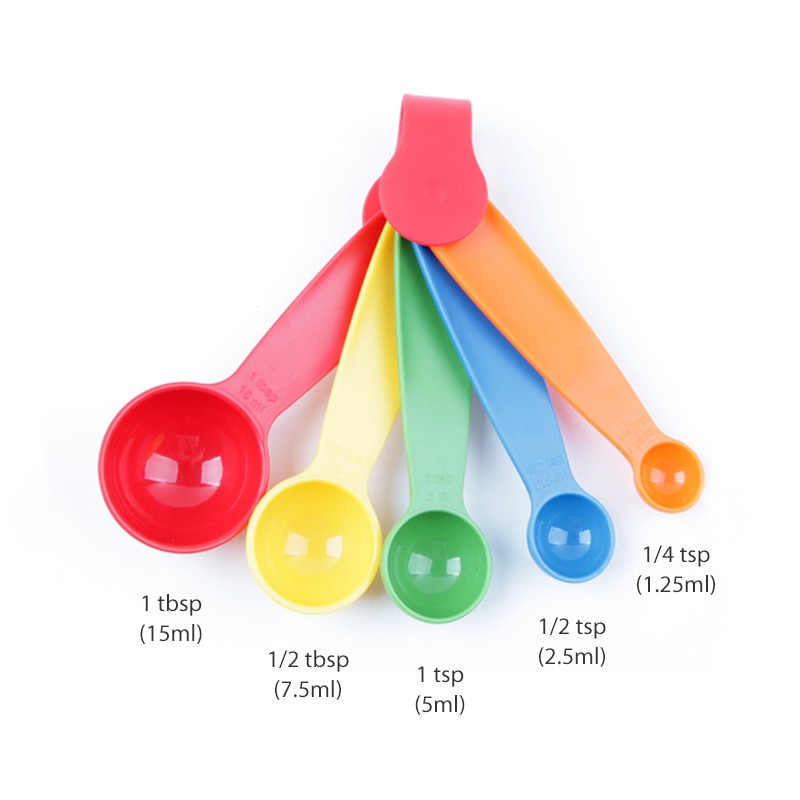 Mehrfarbig Messlöffel Teelöffel Kaffee Zucker Scoop Kuchen Backen zubehör Mehl Messbecher Küche Kochen Werkzeuge 5 stücke