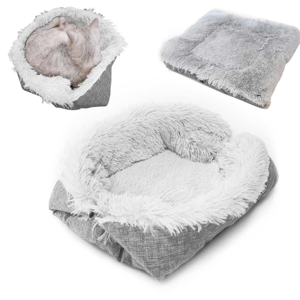 Faltbare Waschbar Haustier Hund Katze Schläft Haus Nest Plüsch Haustier Hund Bett Winter warm Haustiere Bett Weiche Matten Haus