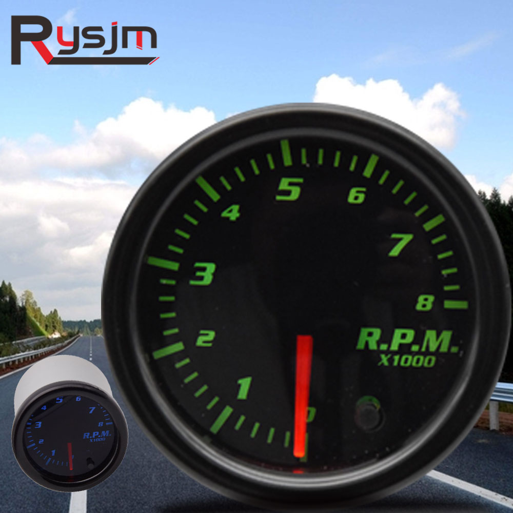 52mm Auto-Tachometer für Benzin Motor- 12V 1-10 Zylinder 7 Farben Rpm Meter Messgerät Auto Benzin Motor- Tachometer Schicht Licht LED