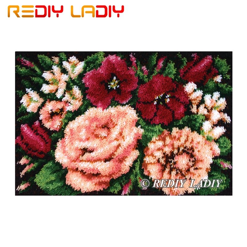 verriegeln Haken Bausätze Machen Ihre Eigenen Teppich Bouqut von Rosen Wandteppich Häkeln Kissen matt DIY Teppich Teppich Vor-Gedruckt leinwand Hobby & Handwerk