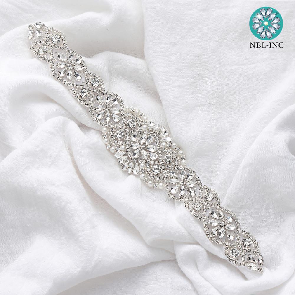 (1PC) Hand perlen Braut kristall strass Applikationen gürtel hochzeit schärpe näHenne auf eisen auf für hochzeit kleid WDD0403