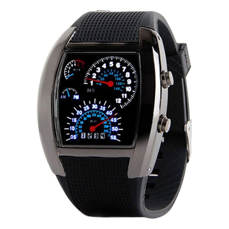 Digitale Armbanduhren Luftfahrt Turbo wählen-Blitz LED Uhr Für Herren Frauen Sport Uhren Auto Meter Digitale Uhr