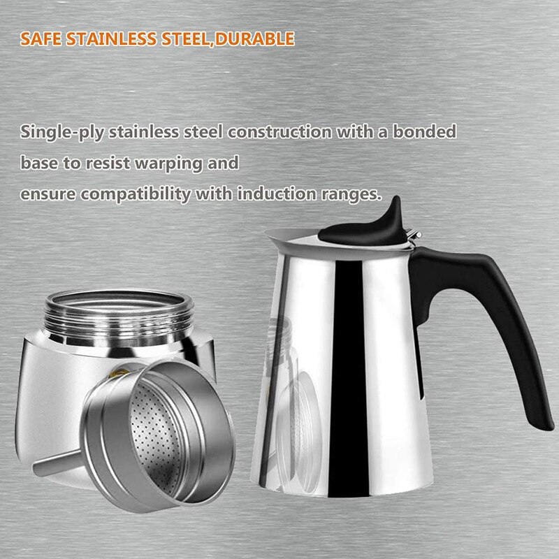 Edelstahl Moka Latte Espresso Tragbare Kaffee Hersteller Herde Filter Kaffee Töpfe Kaffeemaschine,300ML