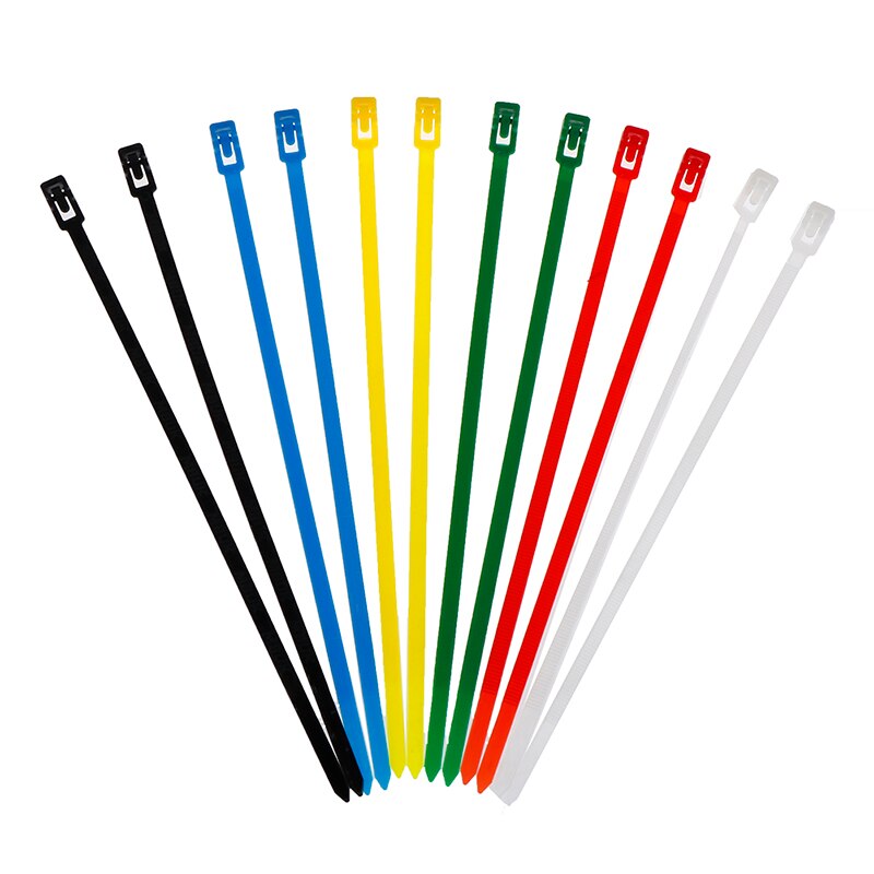 100 Stck 200mm Lösbare Kabelbinder Farbige Kunststoff Mehrweg Kabelbinder 6 Farben Neue