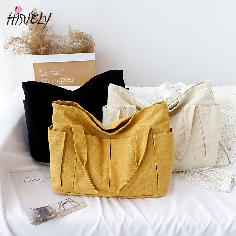 Neue Leinwand Multi-taschen Reißverschluss Handtasche für Schüler Schule Lehrer Freizeit oben-griff Tasche für Teenager Großen Jumbo windel Tasche Tote