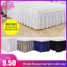 Um Bett Felsen Elastischen Bett Rüschen Einfach passen Falten Beständig Bett Röcke Feste Farbe # 4O