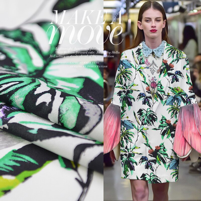 Sommer weiß Kokosnuss blume Hand-gemalt druck 19 m Seide jianhongcrepe frauen kleid abendkleid kleidung stoff Anti-wrink