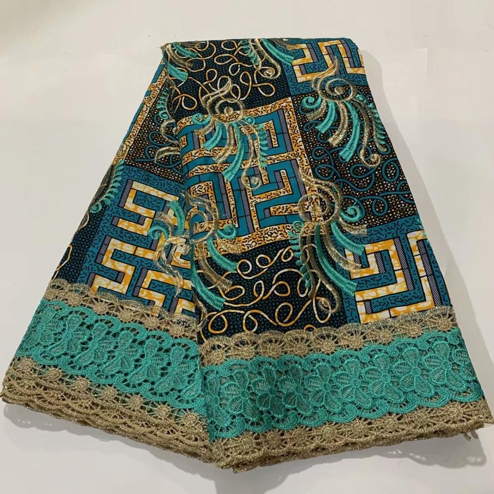 Stickerei wachs brode nigerian wasser löslich spitze stoff 6Meter baumwolle ankara afrikanischen wachs druck spitze netto stoff