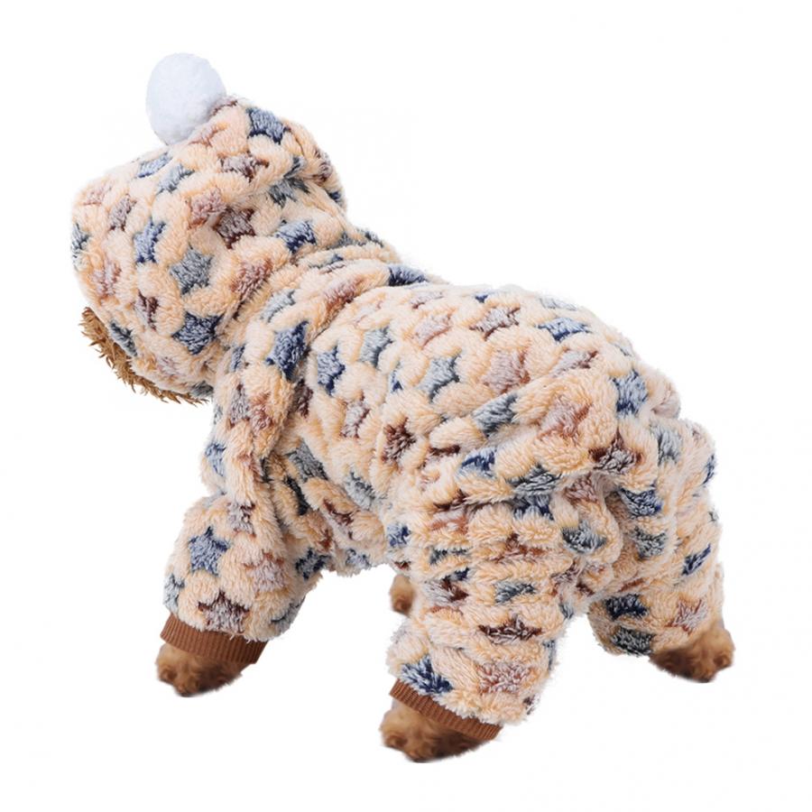 Flanell sandig Beige Haustier Gesamt Kleidung Winter Warme Pyjama Stern Kostüm für Katzen Hunde warm Haustier Kleidung Hund Kleidung