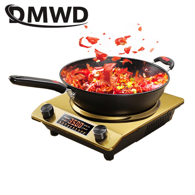 DMWD Elektrische Induktion Herde Wasserdicht 3500W Konkaven Typ Magnetische Eintopf Kochfeld Brenner Suppe Rühren braten Kochen Herde Kochfeld EU