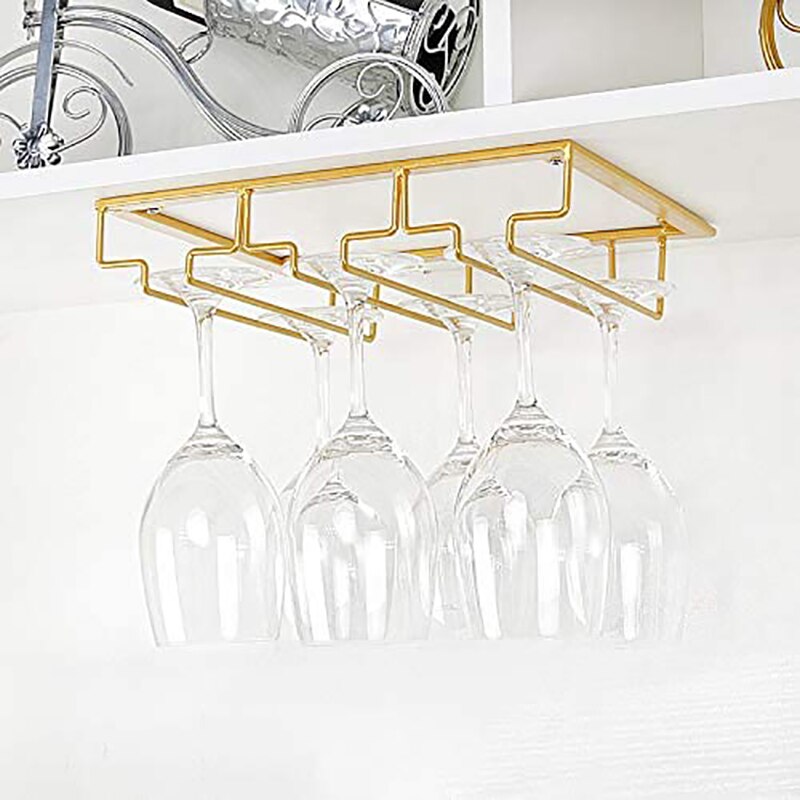 3 reihen Wein Glas Gestell Unter Schrank Stemware Halfter Eisen Wein Glas Organizer Gläser Lagerung Aufhänger für Bar Küche