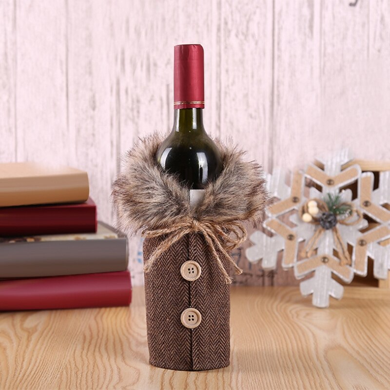 6 stück Weihnachten Wein Flasche Abdeckung, Wein Flasche Dekoration Taschen, Kragen Geschmack Mantel , für Weihnachten Party Dekoration