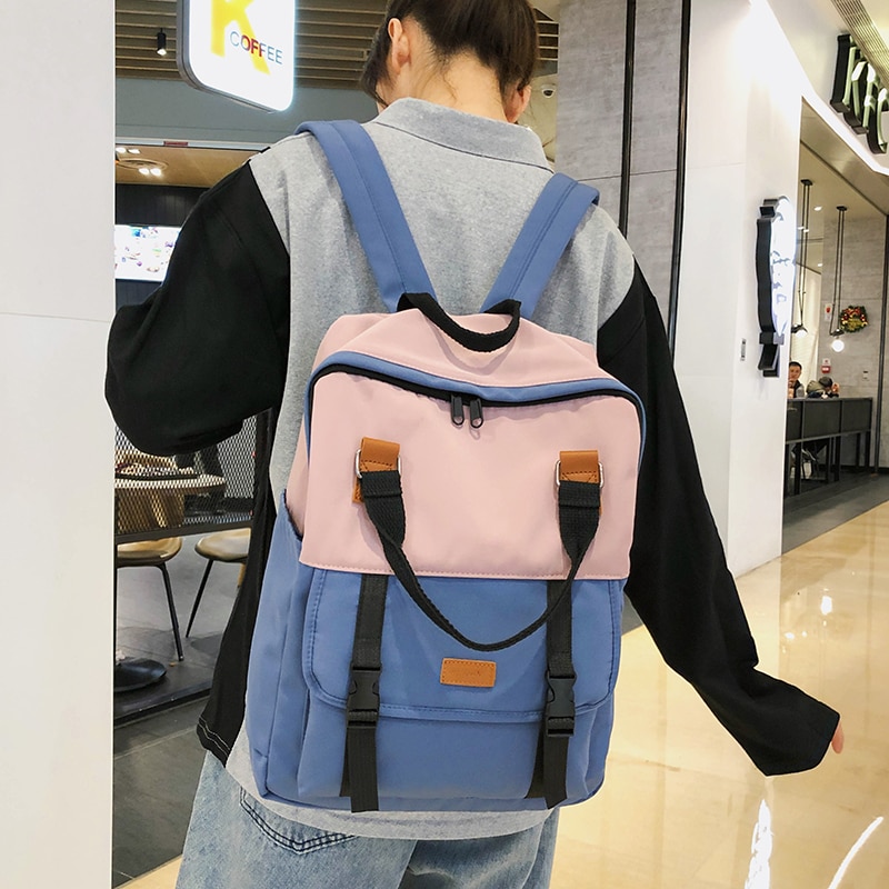 Frauen lässig Rucksack Nylon Schule Tasche Große Kapazität Hochschule Tasche Für Mädchen Wasserdichte Bagpack Mochilas Weibliche Rucksack Rucksack
