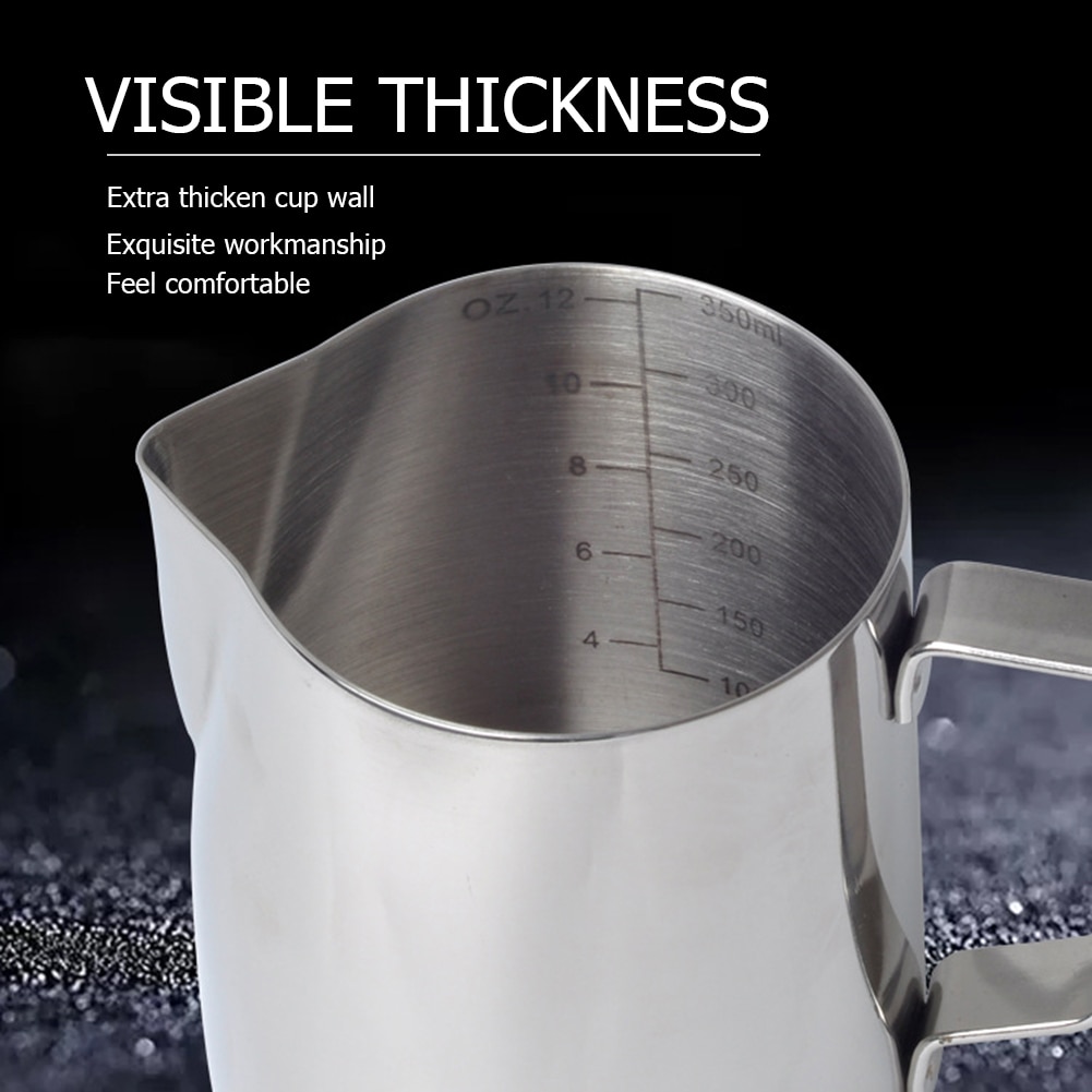350ml Edelstahl Sauerei Skala Tasse Milch Schaum Tasse Küche Handwerk Kaffee Girlande Tasse Latte Krug