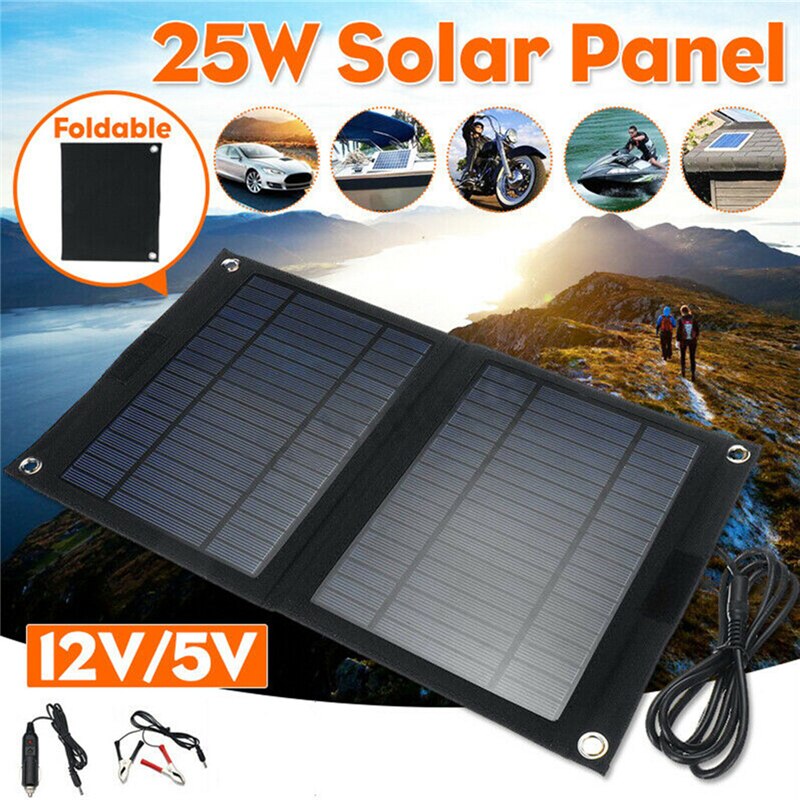 25W Falten Solar- Zellen draussen Tragbare Ladegerät Faltbare Solar- Tafel Ladegerät Handy, Mobiltelefon Energie Bank für Telefon Batterie USB Hafen