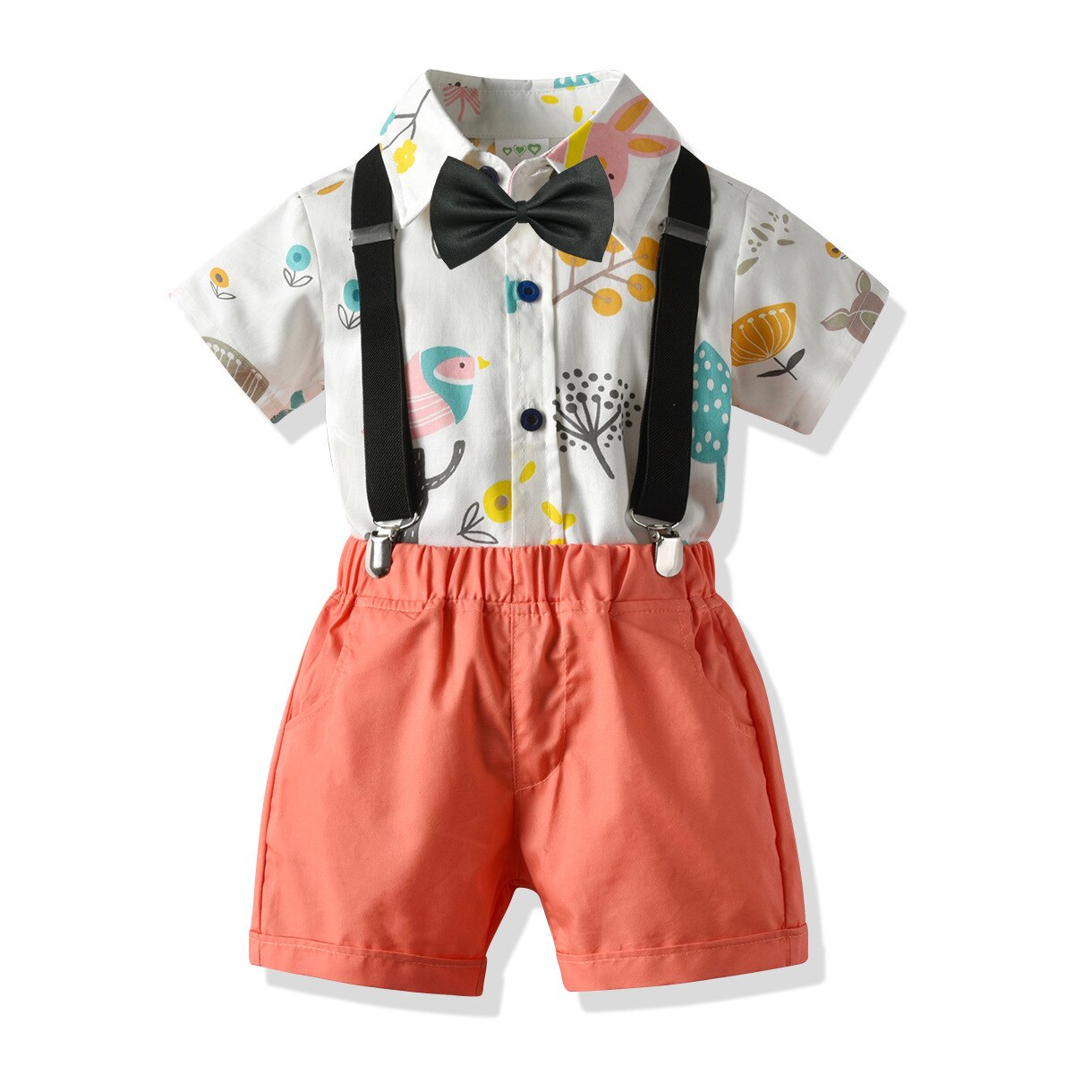sommer Neue Baby Kleidung freundlicher Gentleman Anzug Junge Fliege + Druck Hemd + Hosen Drei-stück Anzug jungen Abendkleid