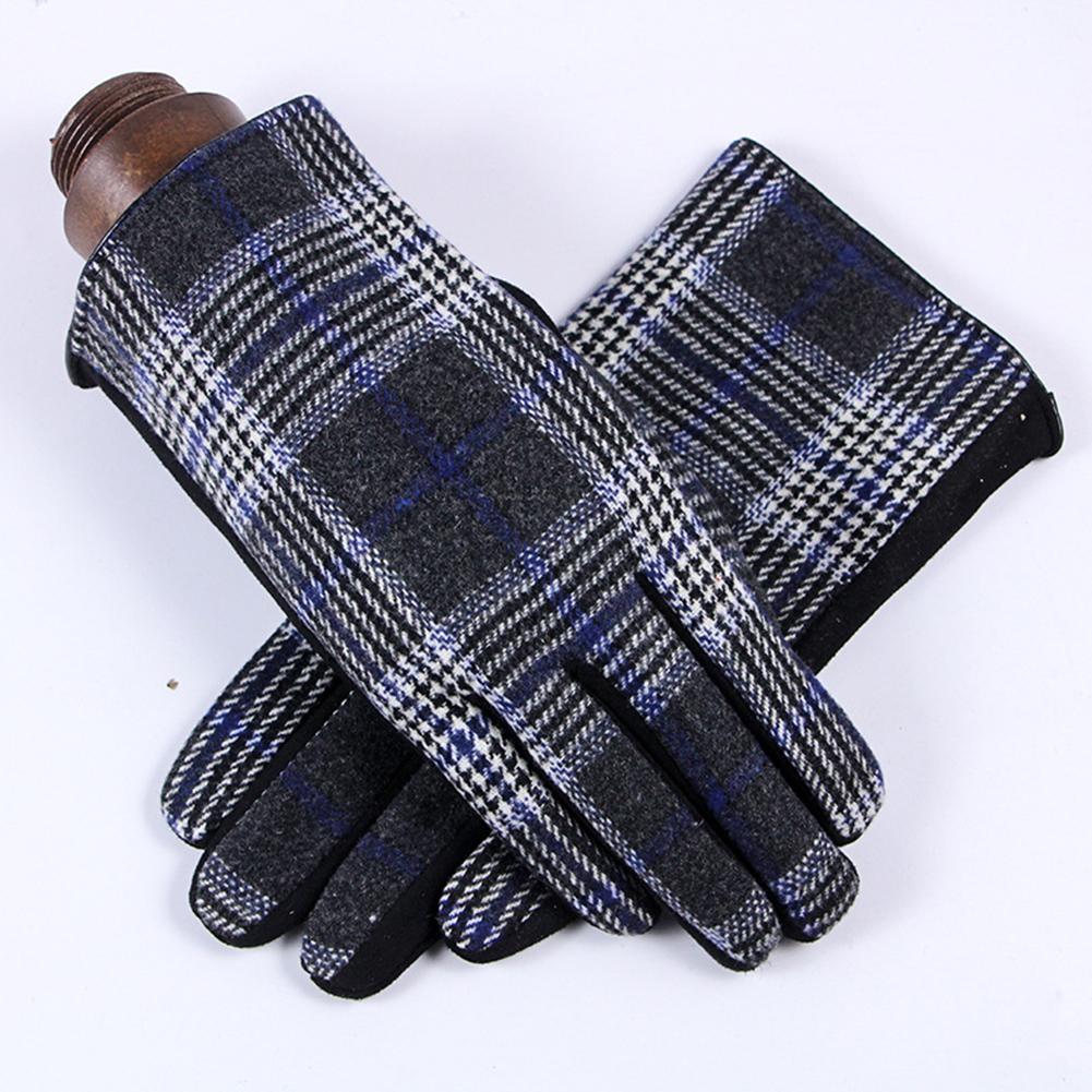 Männer Herbst Winter Plaid Volle Finger Handschuhe Verdicken Warme Handschuhe lässig hahnentritt größe handschuhe Kleidung Dekor Zubehör