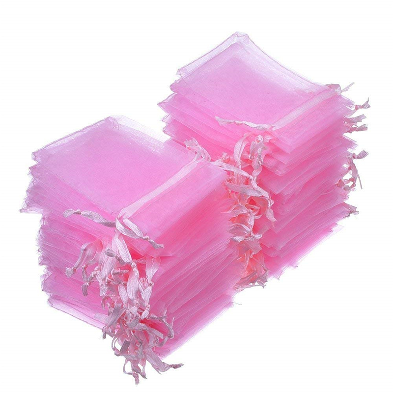 50 stücke 7x9 9x12 10x15 13x18 CM Rosa Organza Taschen Schmuck Verpackung taschen Hochzeit Party Dekoration ziehbar Taschen Beutel 55