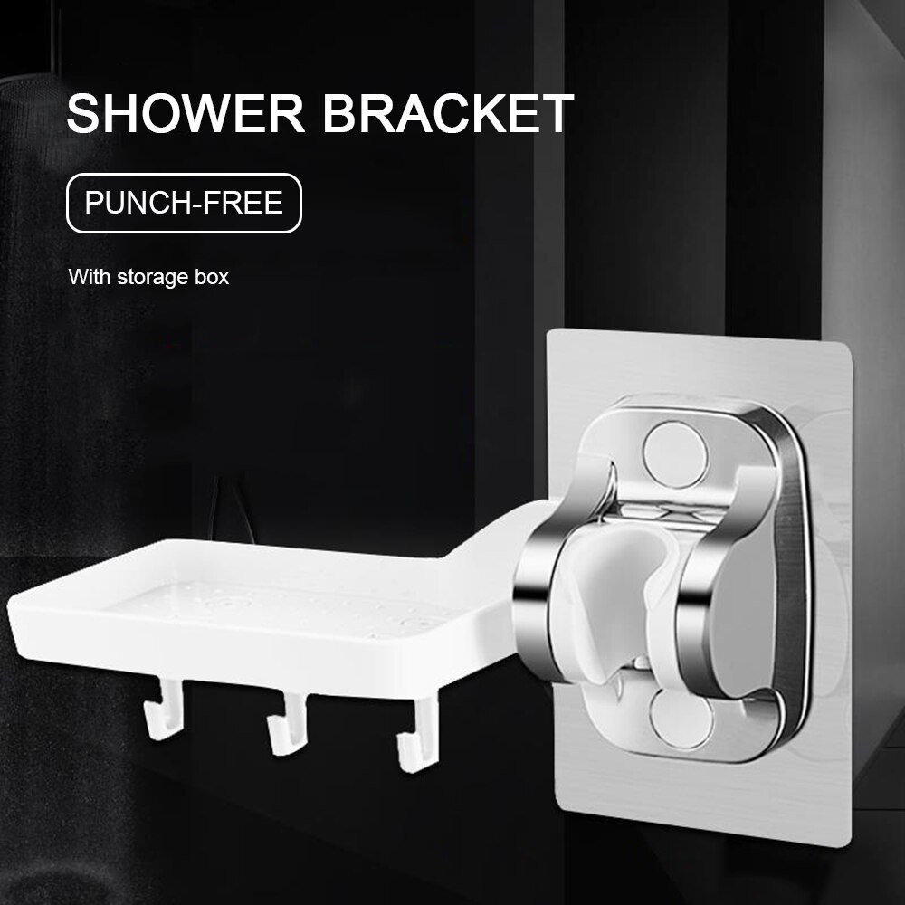 Einstellbare Dusche Kopf Montage Klammern Tragbare ABS Chrom Starke Selbst-Klebstoff Schlecht Dusche Stehen Halterung mit Seife Kasten