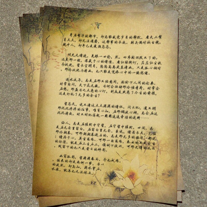 8Stck Party Jahrgang Lotus knapp Papier einstellen Schreibwaren Schule Büro Schriftlich Papier knapp Pad Zeichnung Skizze Pad Schreibwaren