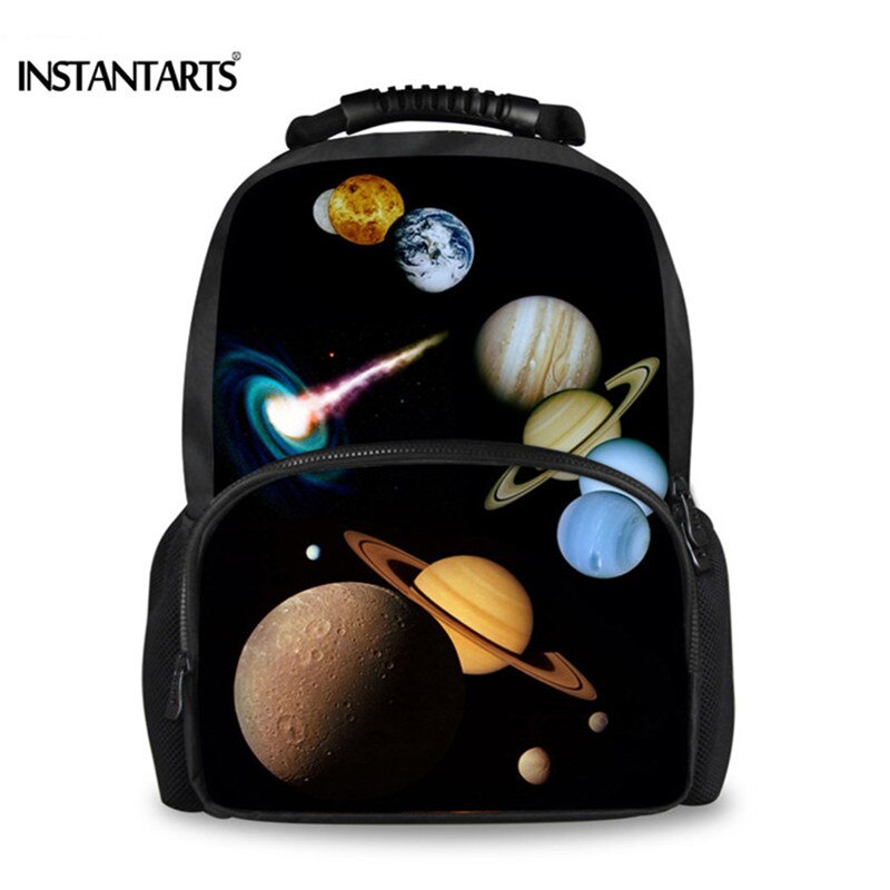 INSTANTARTS Universum Galaxis Filz Rucksack für Männer 3D Festes aufbringen Männlichen Schultasche Teeneger Jungen Reise Laptop Rucksäcke