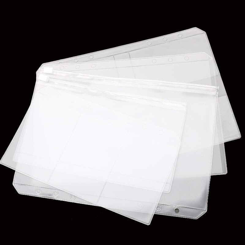 Schule A5/A6 PVC verlieren-blatt Notizbuch Reißverschluss Tasche 6-See Bindemittel Visitenkarte Tasche Ausschnitt Schüler lernen Materialien Ordner