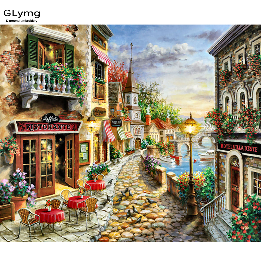 Handwerk Hand Diy Handwerk Stadt Landschaft Diamant Malerei Straße Malerei Diamant Stickerei Quadrat Bohrer Mosaik Bild