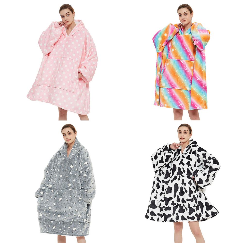 Übergroßen Hoodie Sweatshirt tragbar Decken Mit Kapuze zur Seite fahren zur Seite fahren Lässig Warme Pyjama Haushalts Warme Kleidung Decken