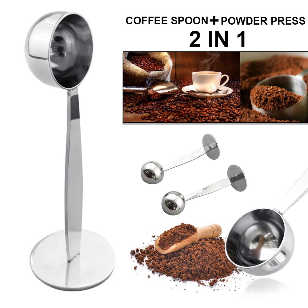2-in-1 Espresso Kaffee-Bohne Tee Löffel Cafe Edelstahl Kaffee manipulieren Messlöffel manipulieren Kaffee Tee Küche Werkzeuge