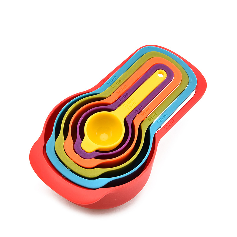 6 teile/satz Messlöffel Küche Messbecher Regenbogen Farbe Stapelbar Kombination Backen Löffel Küche Backen Sauerei Werkzeuge