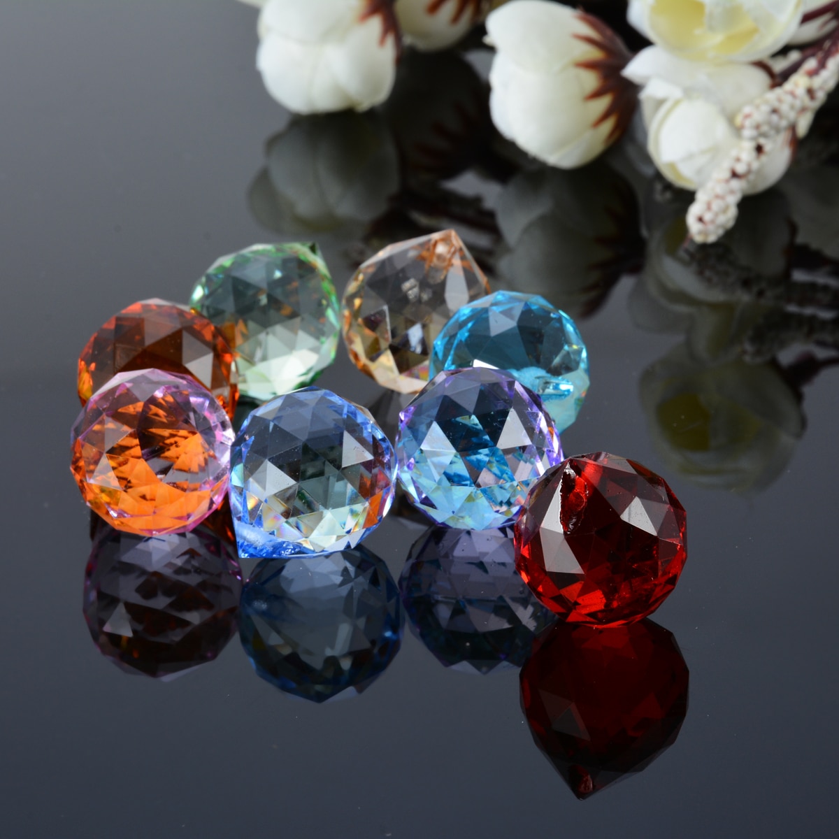 8 stücke Regenbogen Kristall Beleuchtung Ball Hängen Glas Prismen Kronleuchter Ball Beleuchtung Dekorative Anhänger 20MM