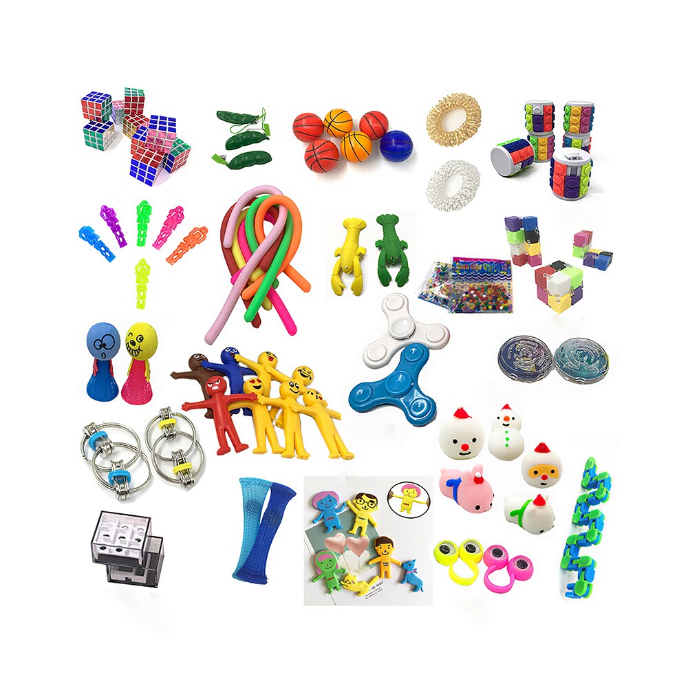 Lustige Kombination 50 Stück Extrusive-Lögesungen Zappeln freundlicher Spielzeug Neue Verschiedene Stile groß quetschen Spielzeug einstellen