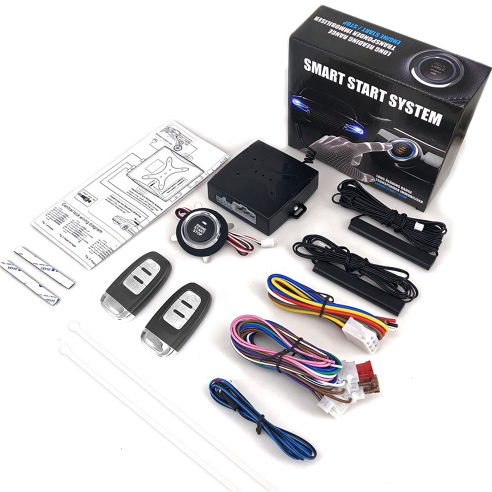 12V Auto Alarm Fernbedienung Auto Keyless Eintrag Motor Anfang Alarm System drücken Taste Fernbedienung Anlasser halt Auto Anti-diebstahl System
