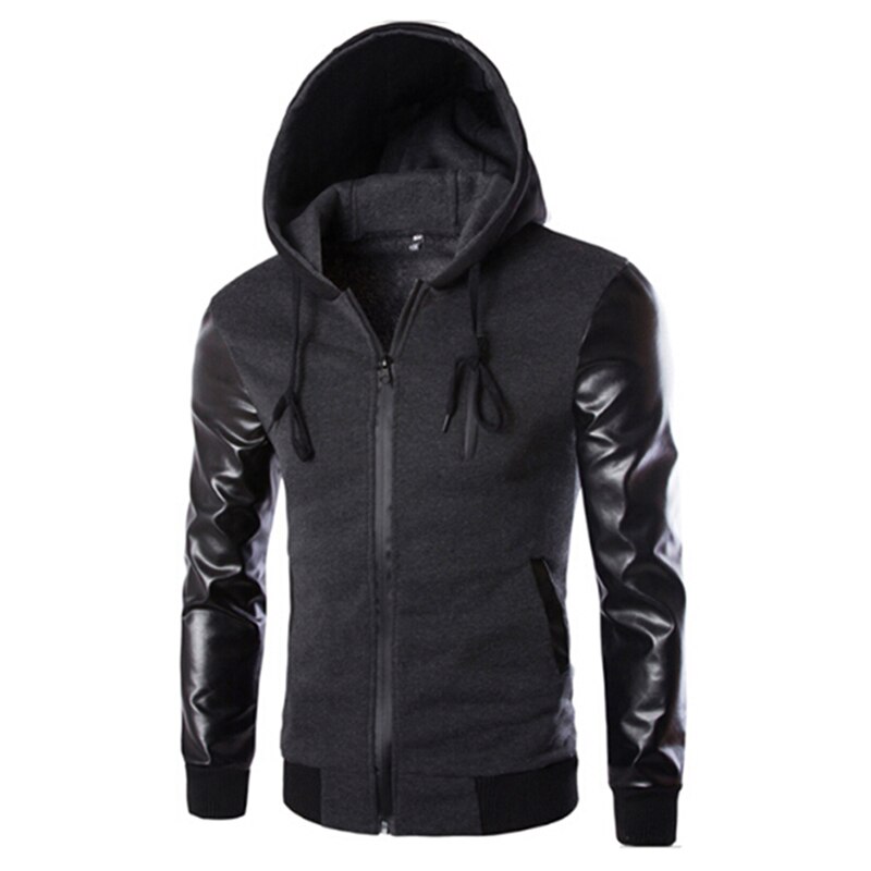 Frühling Sport Jacke Männer Kapuzen Laufen Jacke Und Mantel PU Leder Hülse Dünne Oberbekleidung Mantel Männer Reißverschluss Mantel Sportbekleidung 823133