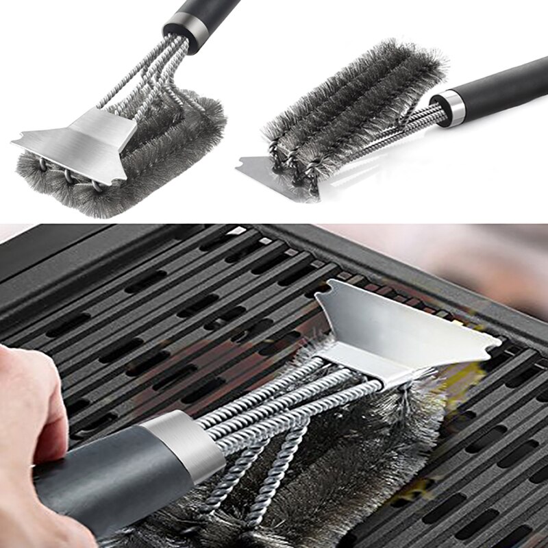 Grill Grill BBQ Pinsel Edelstahl Grill Reinigung Pinsel 3 in 1 Grill Grill Pinsel BBQ Sauberen Werkzeug Kochen Zubehör