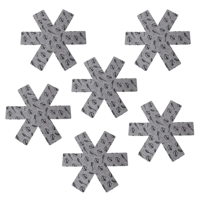 6 stücke Topf & Pfanne Protektoren Grau Drucken Prämie Teiler Pads zu Verhindern Kratzer Trennen und Schützen Oberflächen für Kochgeschirr