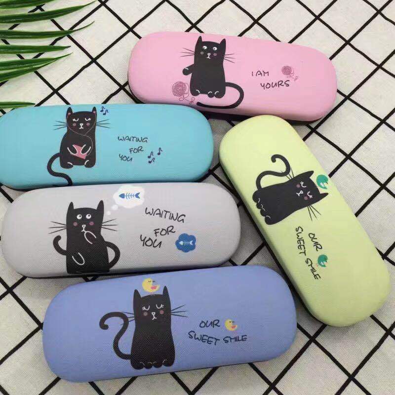 1PC Koreanisch Stil tragbar schwer Metall Gläser Kasten SchöNe Katze Druck Brillen fallen Tragbare Brillen Nette Gir Zubehör