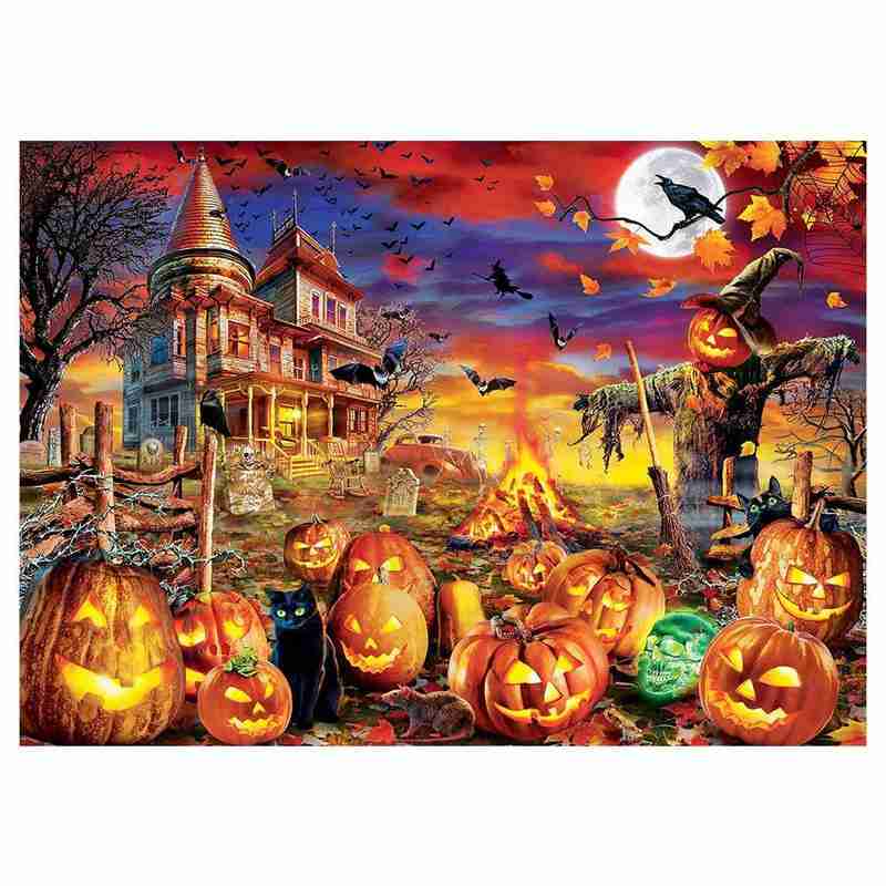 1000 rechteckigen Stück Rätsel Pädagogisches Spielzeug Landschaft Halloween Montage Pädagogisches Puzzle Spielzeug Für Weihnachten
