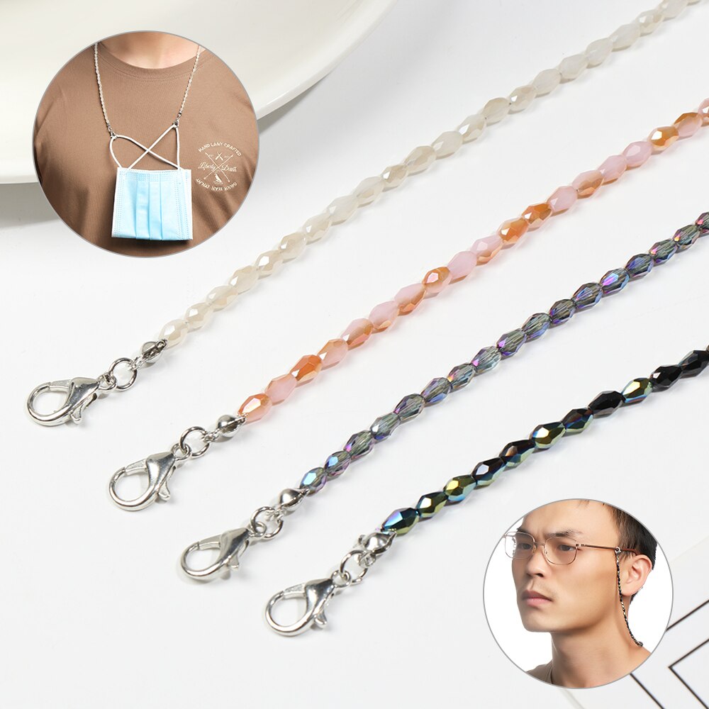 modisch Kristall Perlen Kette Gesicht Maske Lanyards Brillen Band Kabel Anti-verloren Lesebrille Kette Frauen Männer Hals Zubehör