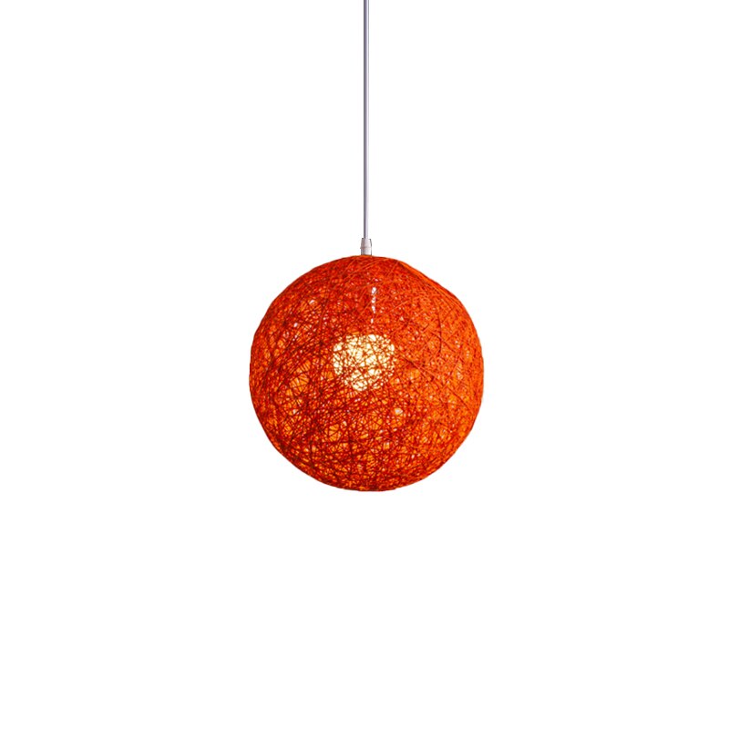 Orange Bambus, Rattan Und Hanf Ball Kronleuchter Individuelle Kreativität Sphärische Rattan Nest Lampenschirm