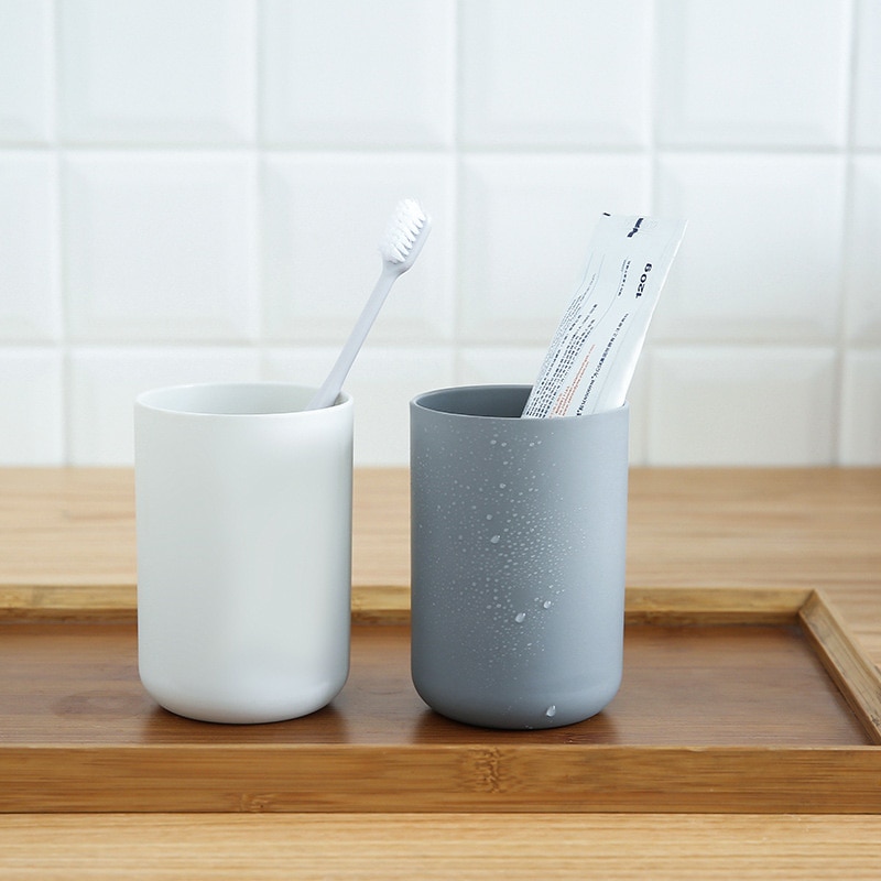 Kunststoff Soild Farbe Zahnbürste Tasse Gestell einstellen Schlecht Becher Mundwasser Reise Zahnbürste Halfter Tasse Heimat Schlecht Zubehör