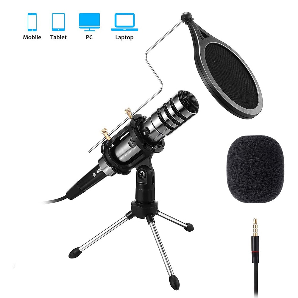 Aufnahme Kondensator Mikrofon praktisch Mikrofon 3,5mm Klinke Professionelle Microfone für Computer PC Karaoke Mic
