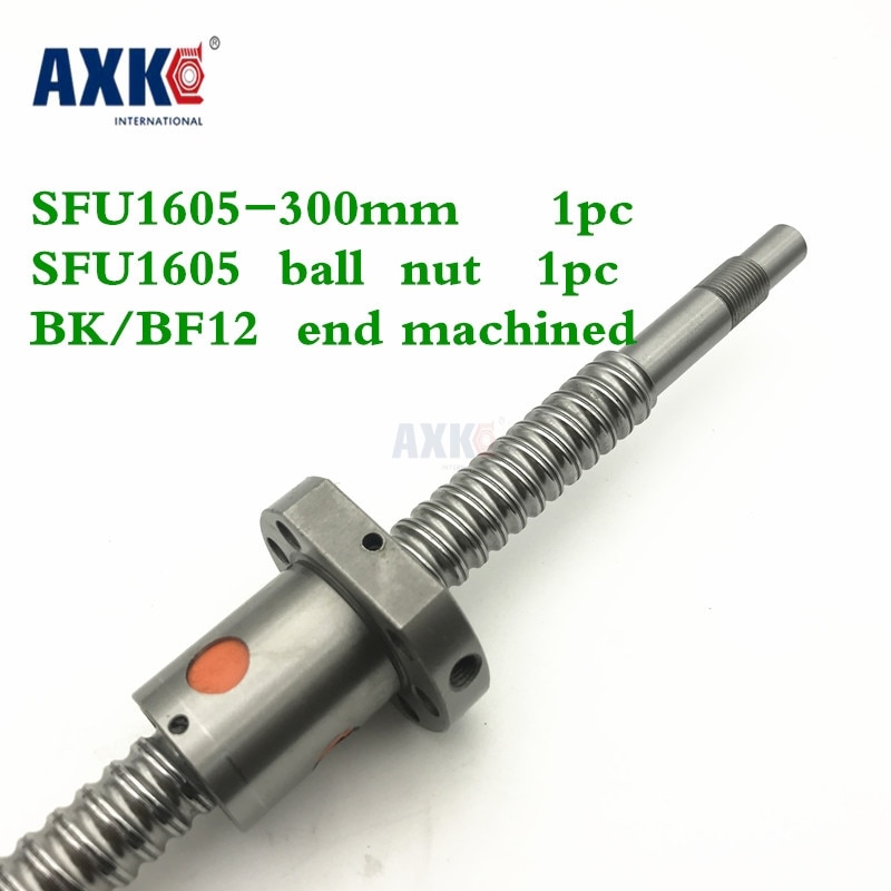 SFU1605 300mm Ball Schraube Gerollt C7 kugelumlaufspindel SFU1605 L 300mm mit einem 1605 flansch einzigen Ball murmeln BK /BF12 bearbeitet für CNC teile