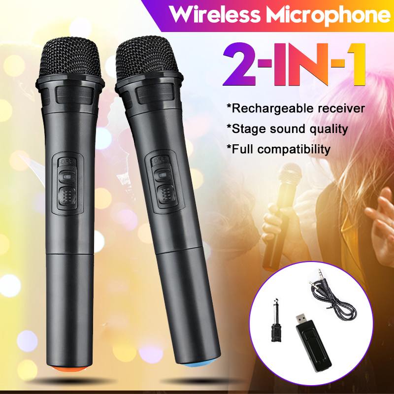 Professionelle UHF kabellos Mikrofon System Dual Kanal kabellos Handheld Mikrofon Frequenz Einstellbar 100M Erhalten Karaoke