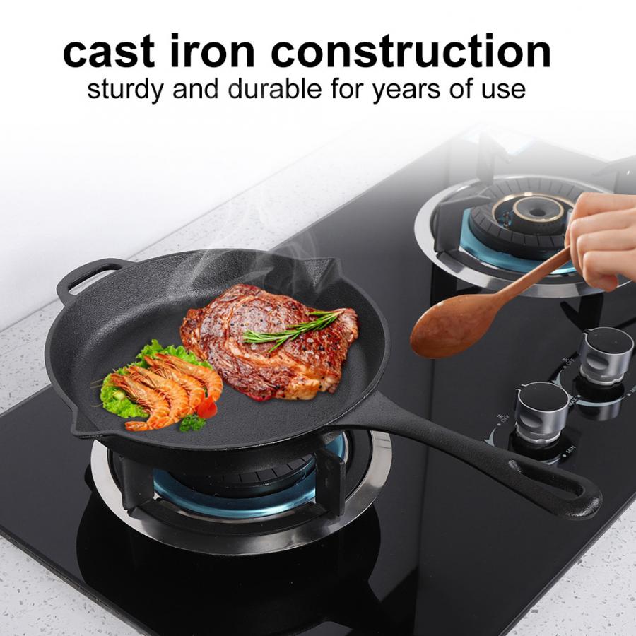 Schwarz Gusseisen Pfanne Pfanne Küche Utensil Kochgeschirr für Gas Herde/Induktion Küche Frühstück Herde Maschine